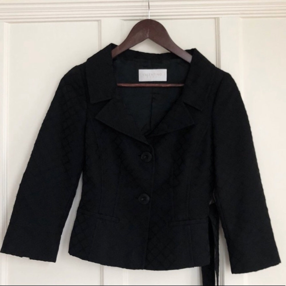 Black Valentino Roma blazer with subtle embroidery